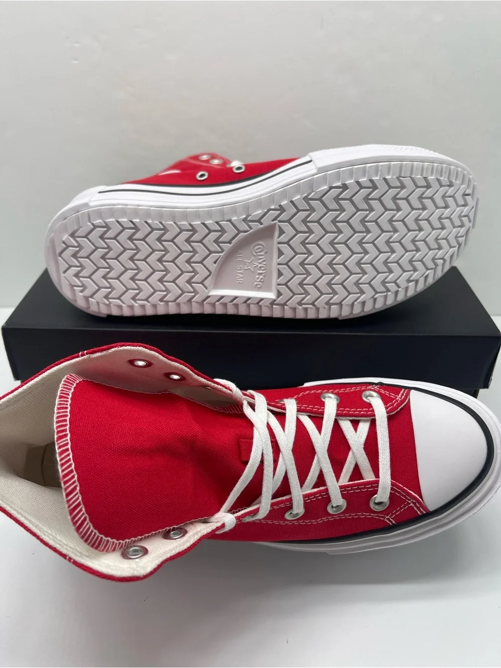 Converse WMN A15542C CTAS LIFT DOUBLE STACK Hi Red/Black/White Platform Sneakers